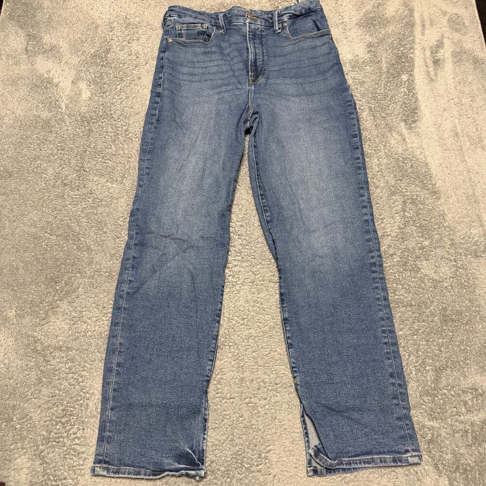 Good American Jeans Womens 14 /32 (33x30.5) Good Boy Straight Blue Denim